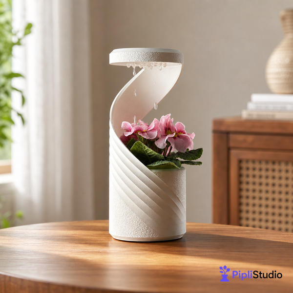 Spiral Desk Vase with Drip Tray (Manual)