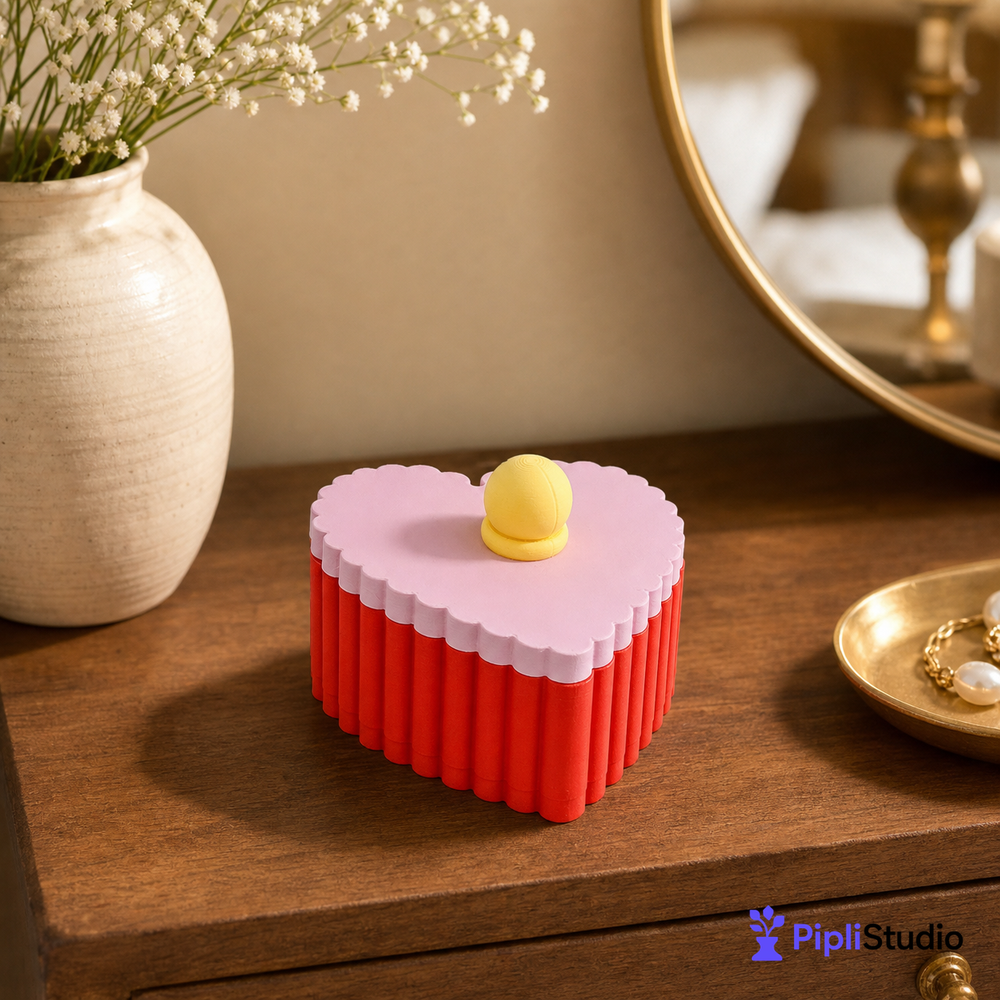 Retro Pleated Heart Jewelry Box