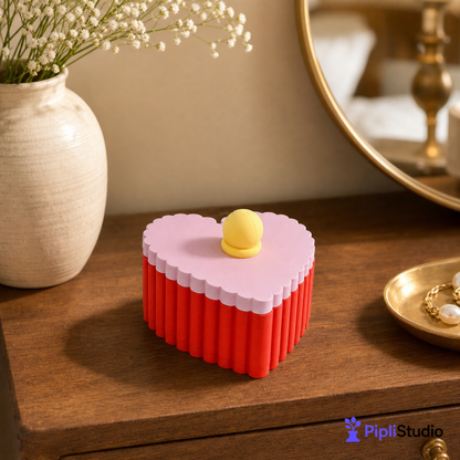 Retro Pleated Heart Jewelry Box
