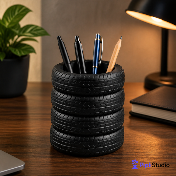 Tyre Stack Pen Holder – Stylish Desk Organisation