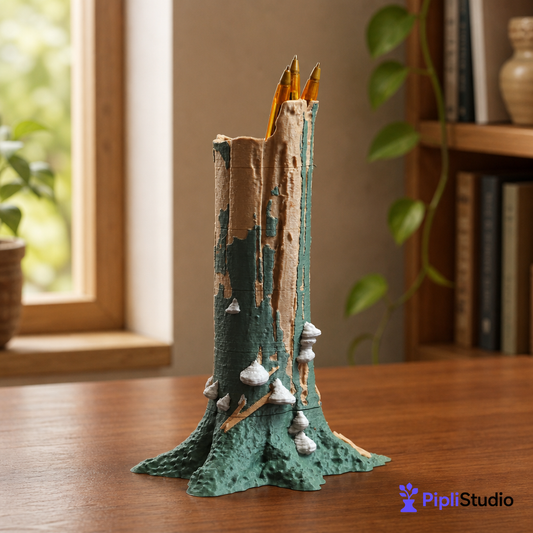 tree-trunk-pencil-pen-holder