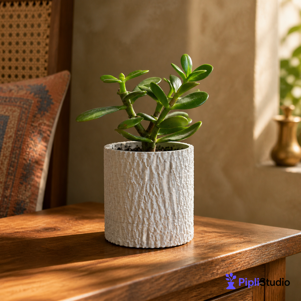 Tree Bark Planter with Hidden Drip Tray