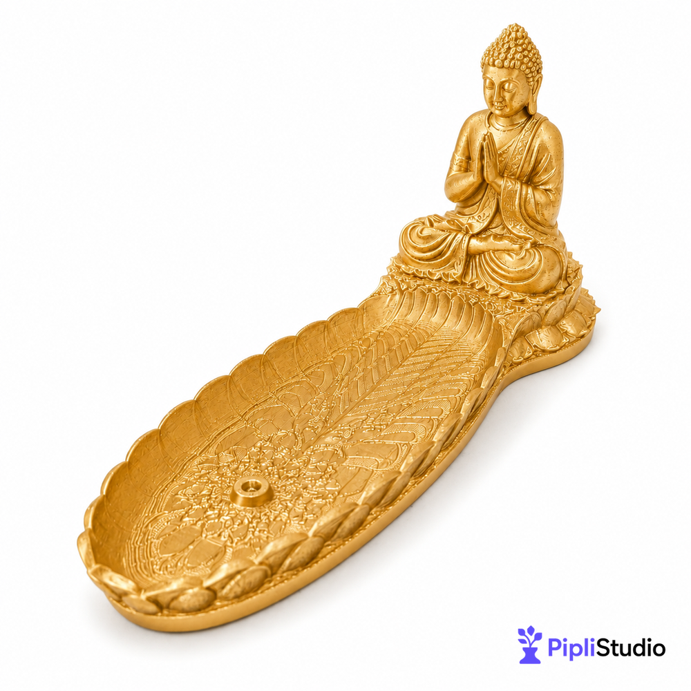 Golden Buddha Incense Holder for Serene Meditation