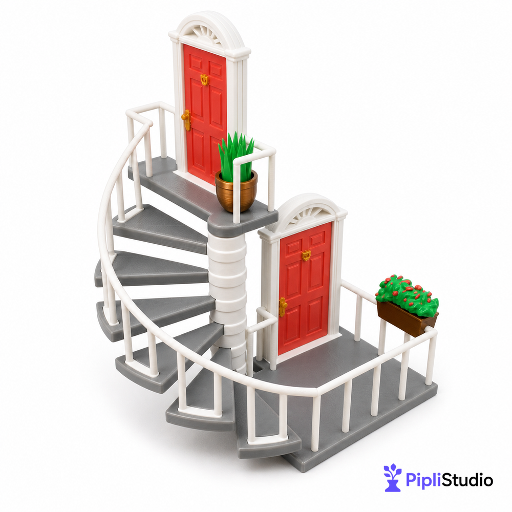 Whimsical Corner Staircase Wall Decor – Space-Saving Art