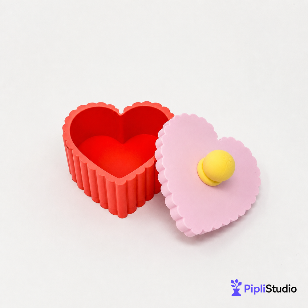 Retro Pleated Heart Jewelry Box