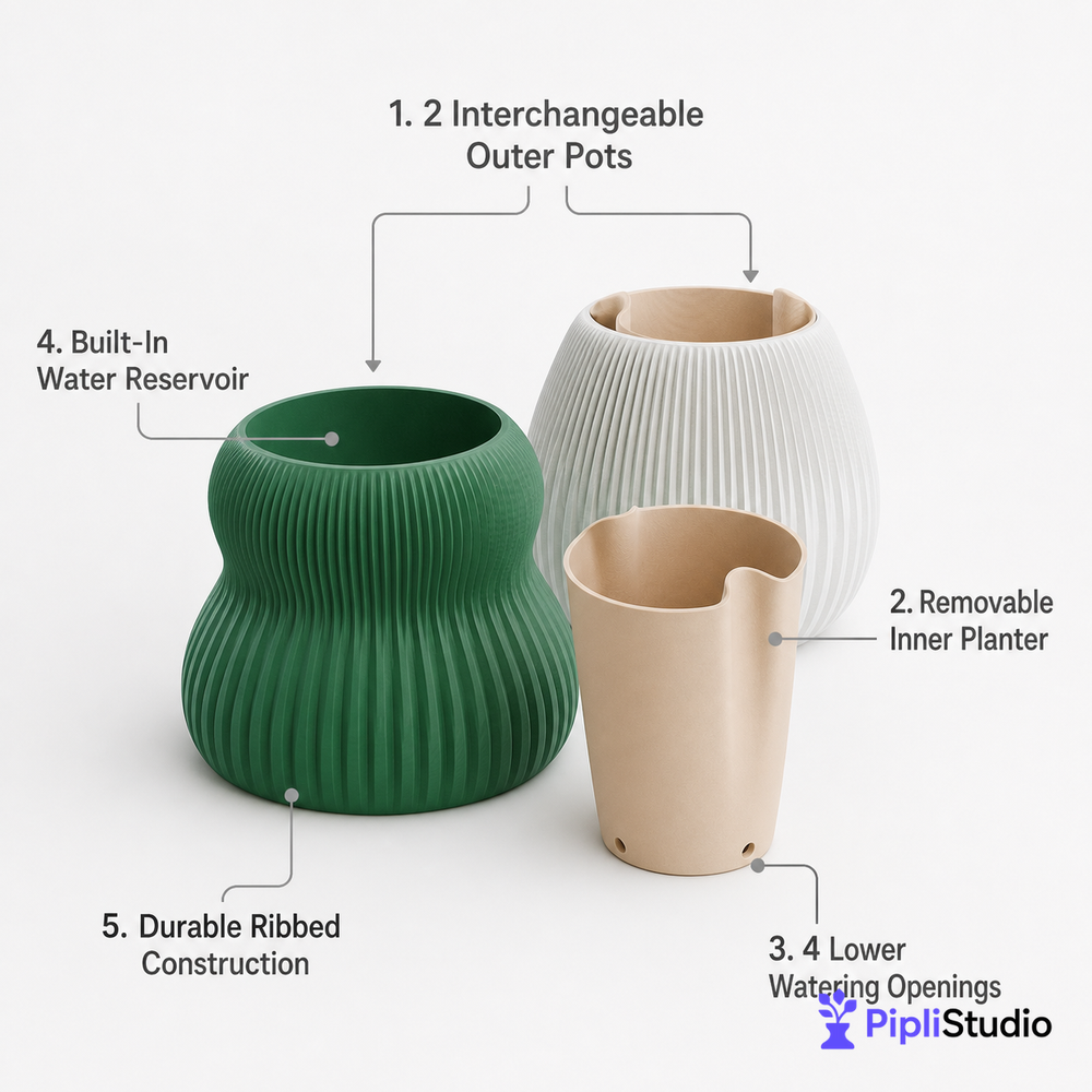 Modular Self-Watering Planter Set | Easy Plant Care (Pack of 2)
