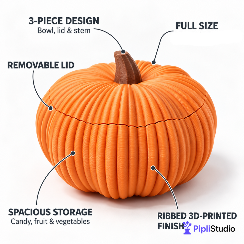 Pumpkin Bowl - Fruit, Vegetable Storage Container & Organizer with Removable Lid