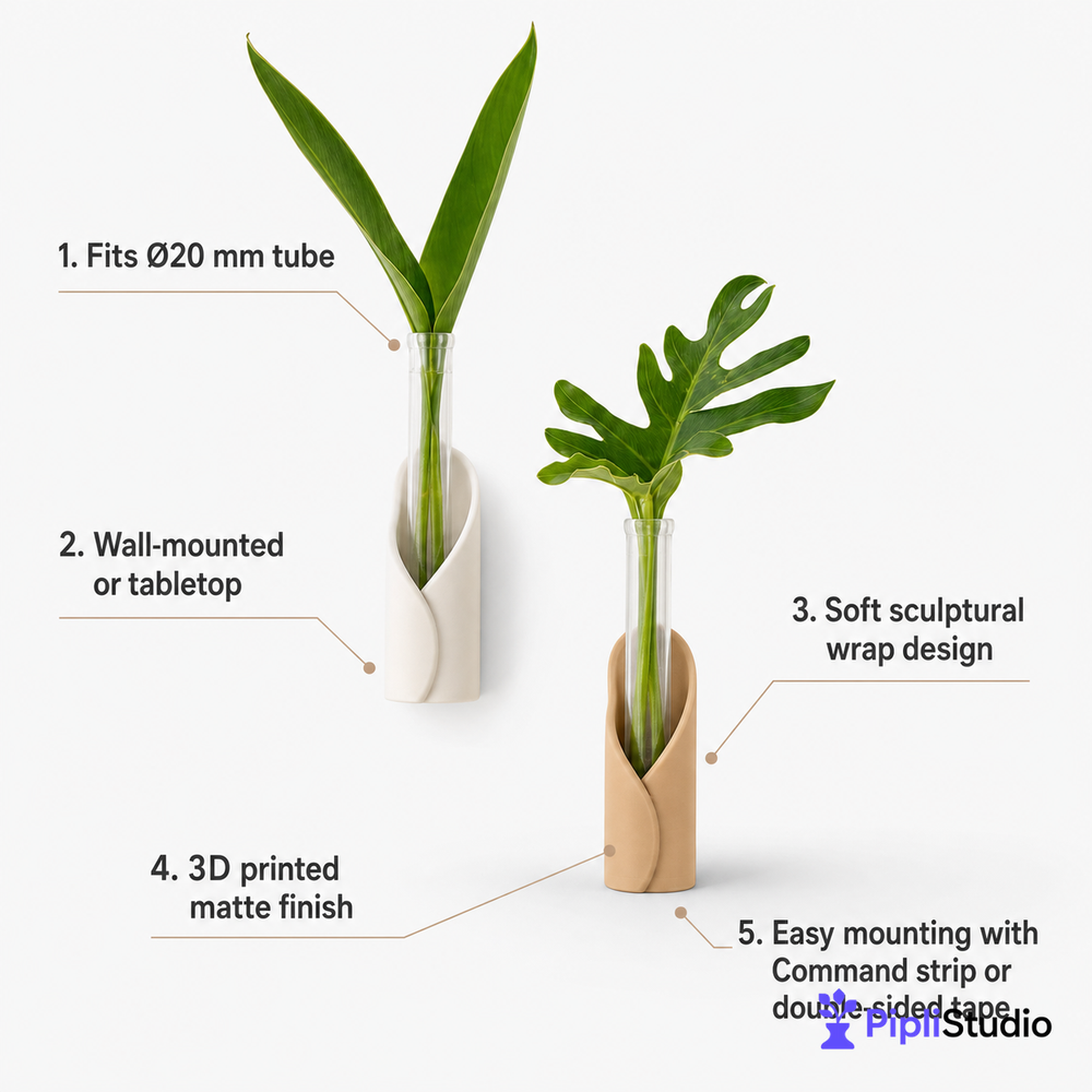 Wrap Tube Propagation Vase Holder for Wall & Table (Set Of 6)