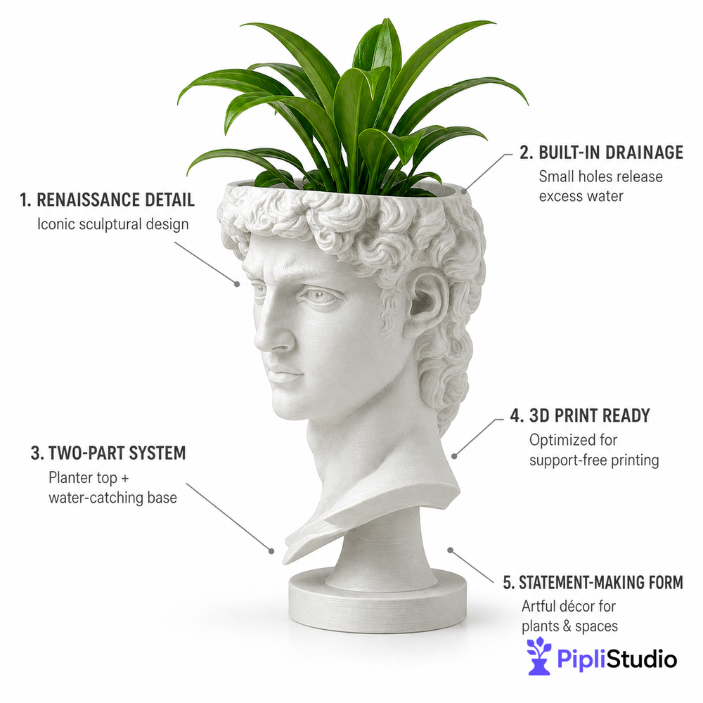 Renaissance Bust Planter with Drainage Base