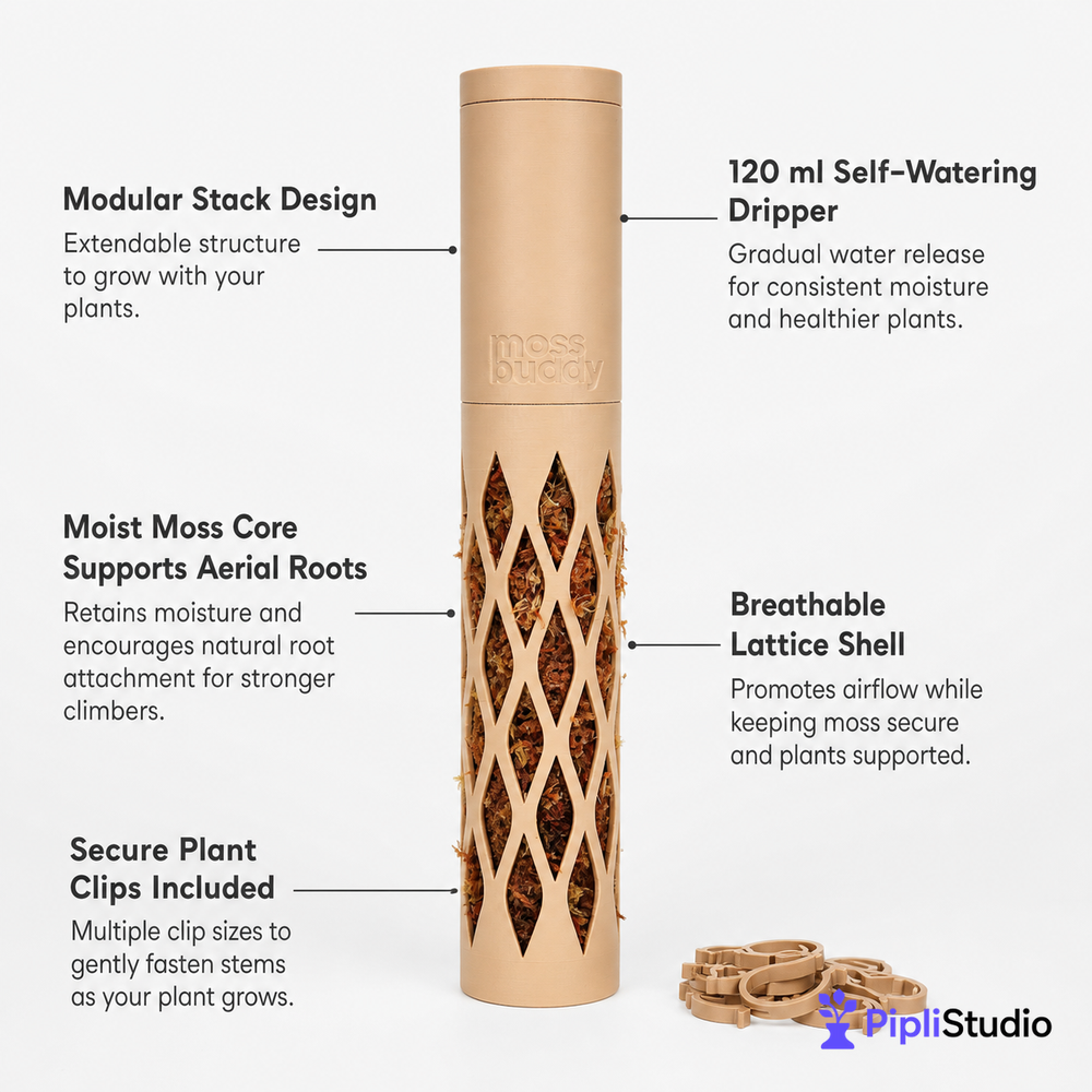 Modular Self-Watering Moss Pole for Climbers