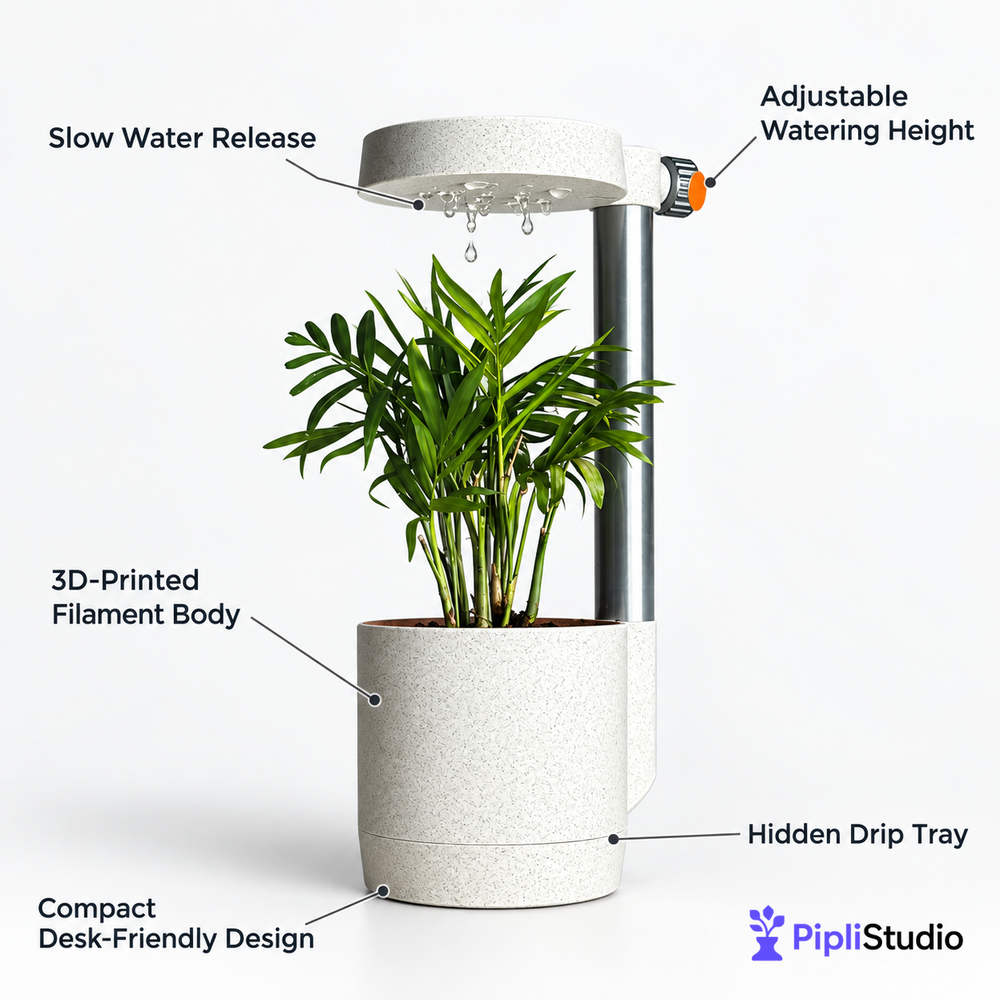 Nimbus Desk Planter Vase With Drip Tray (Manual)