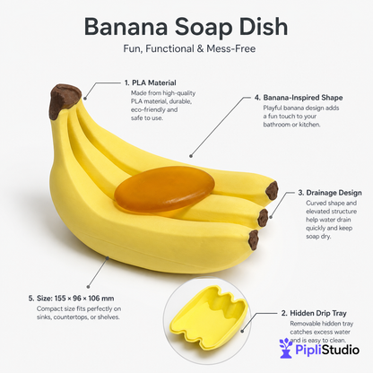 Banana Soap Dish with Hidden Drip Tray