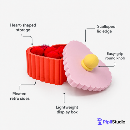 Retro Pleated Heart Jewelry Box
