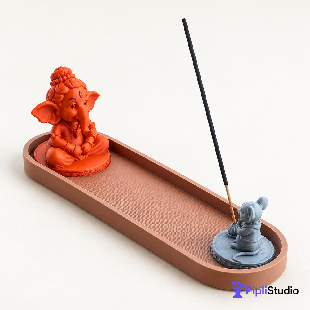 Ganesh Ji & Mushak Ji Incense Holder with Ash Tray – Divine Home Décor & Pooja Accessory