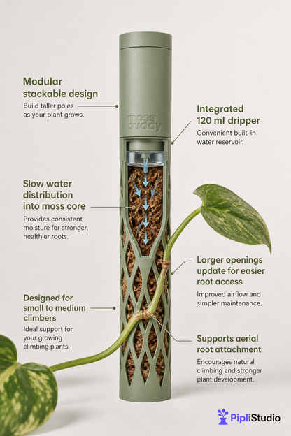 Modular Self-Watering Moss Pole for Climbers