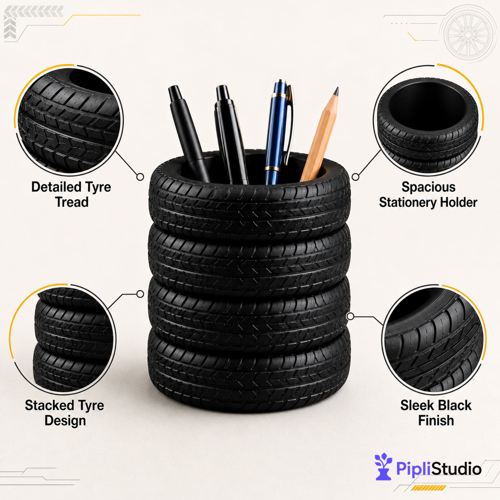 Tyre Stack Pen Holder – Stylish Desk Organisation