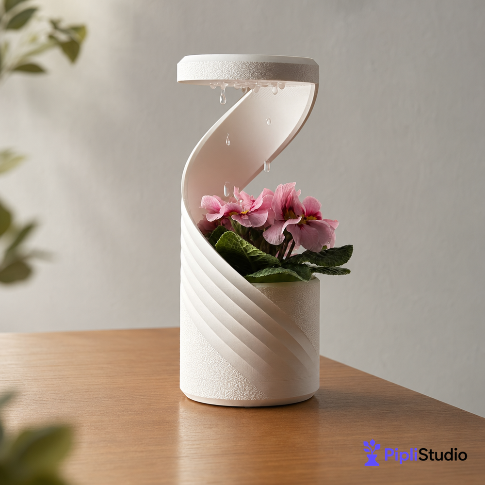 Spiral Desk Vase with Drip Tray (Manual)