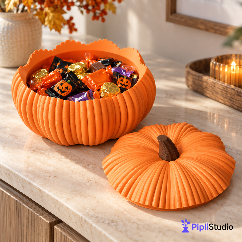 Pumpkin Bowl - Fruit, Vegetable Storage Container & Organizer with Removable Lid