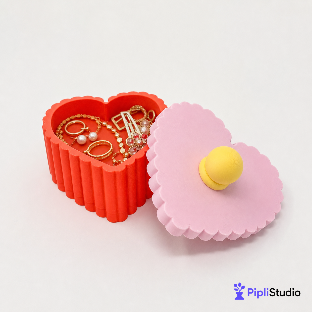 Retro Pleated Heart Jewelry Box