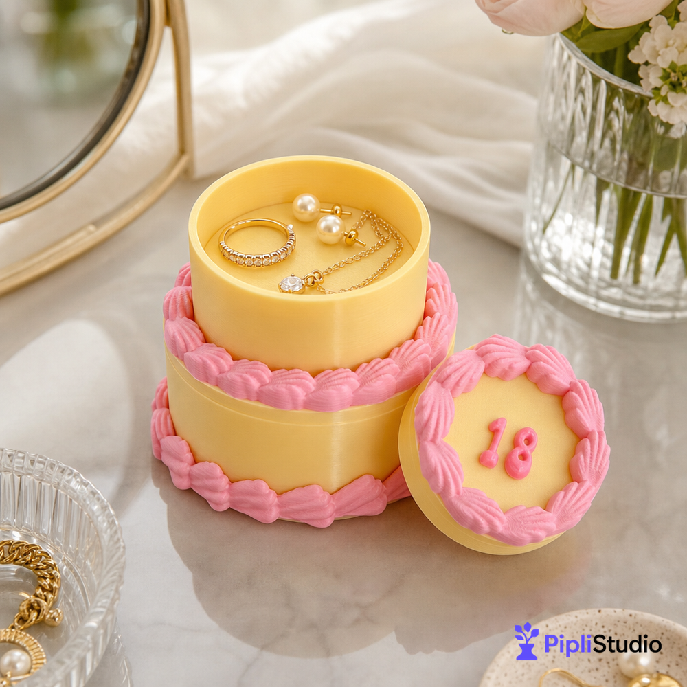 Retro Cake Jewelry Box with Hidden Storage