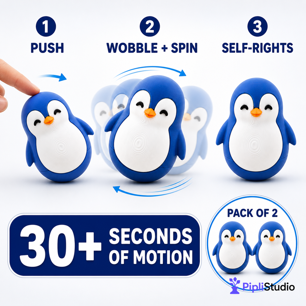 Wobble Penguin Toy – Self-Righting Desk Decor (Pack of 2)