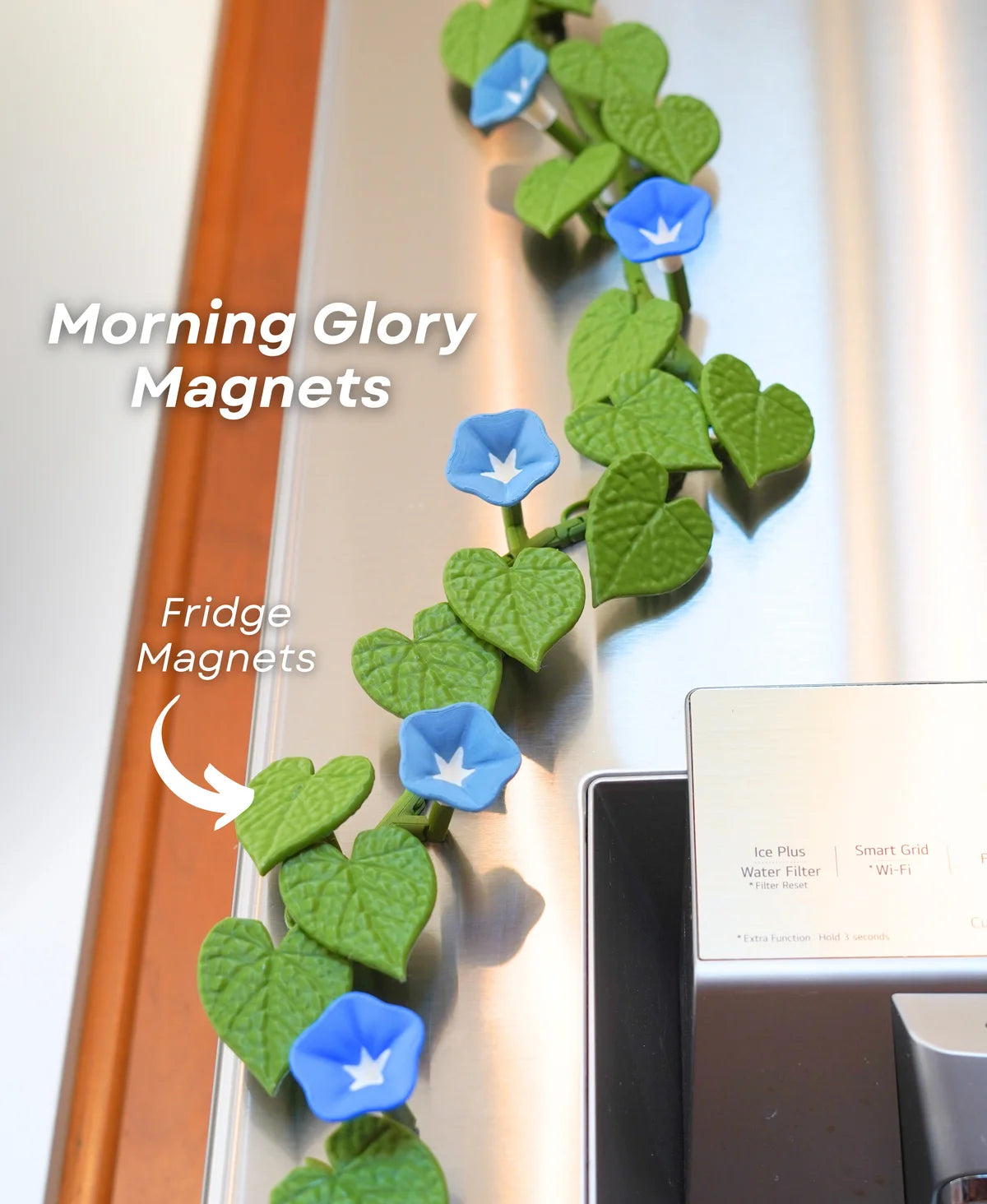 MagLeaf Magnetic Vine With Articulating Stems, Fridge Magnet (Morning Glory & Ivy Leaf)