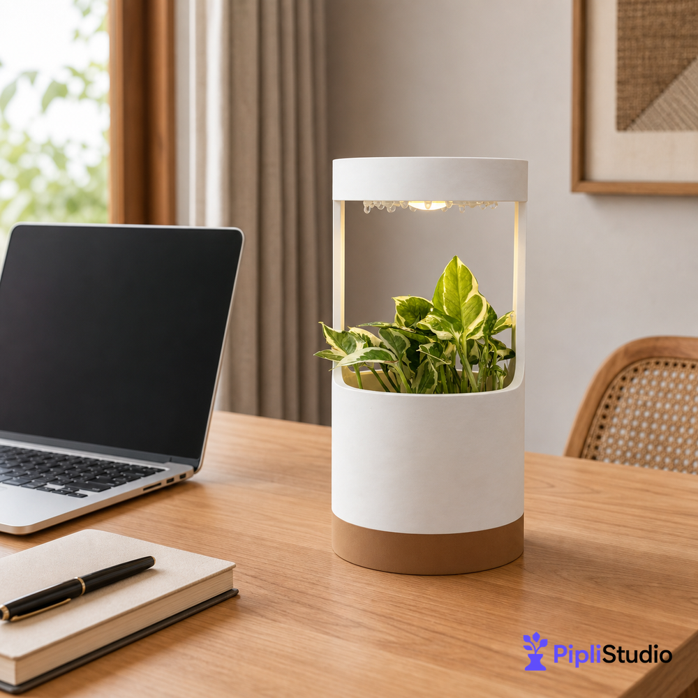 Lantern, Desk Vase With Grow Light And Drip Tray (Manual)