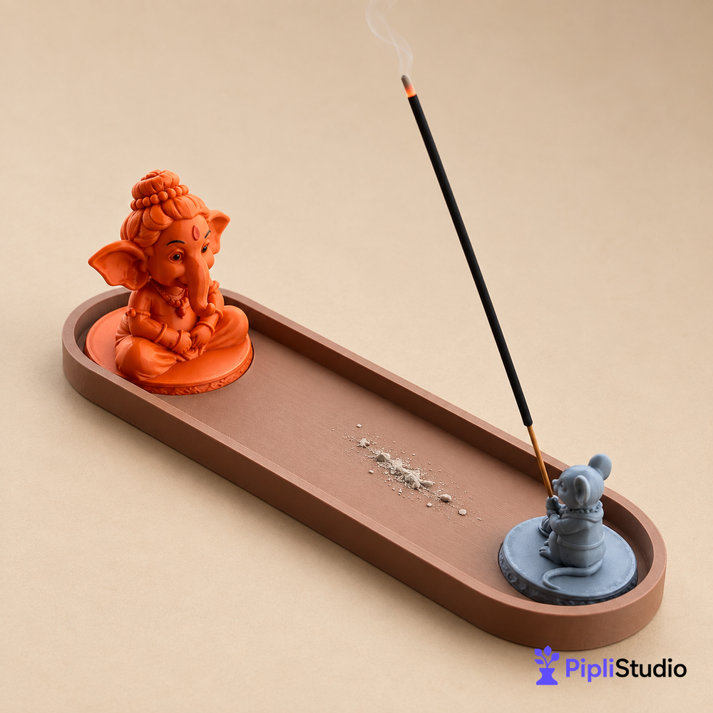 Ganesh Ji & Mushak Ji Incense Holder with Ash Tray – Divine Home Décor & Pooja Accessory