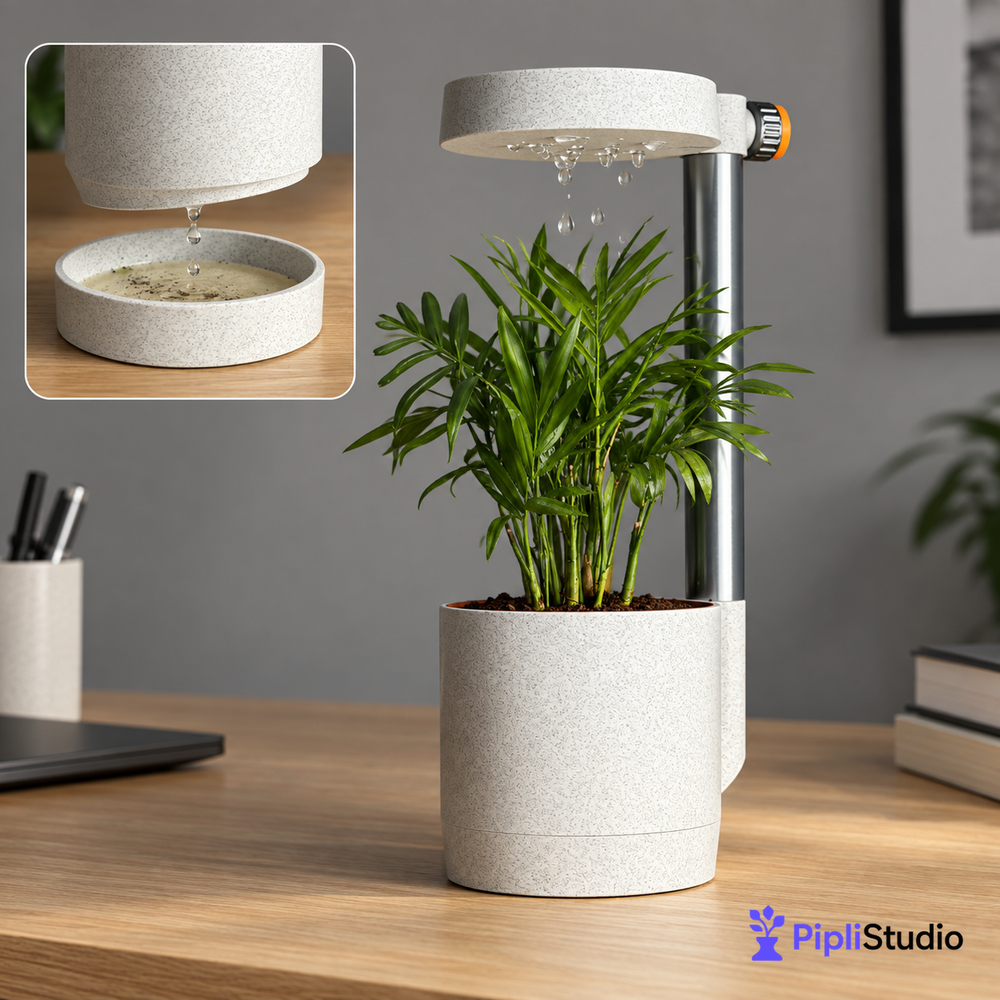 Nimbus Desk Planter Vase With Drip Tray (Manual)