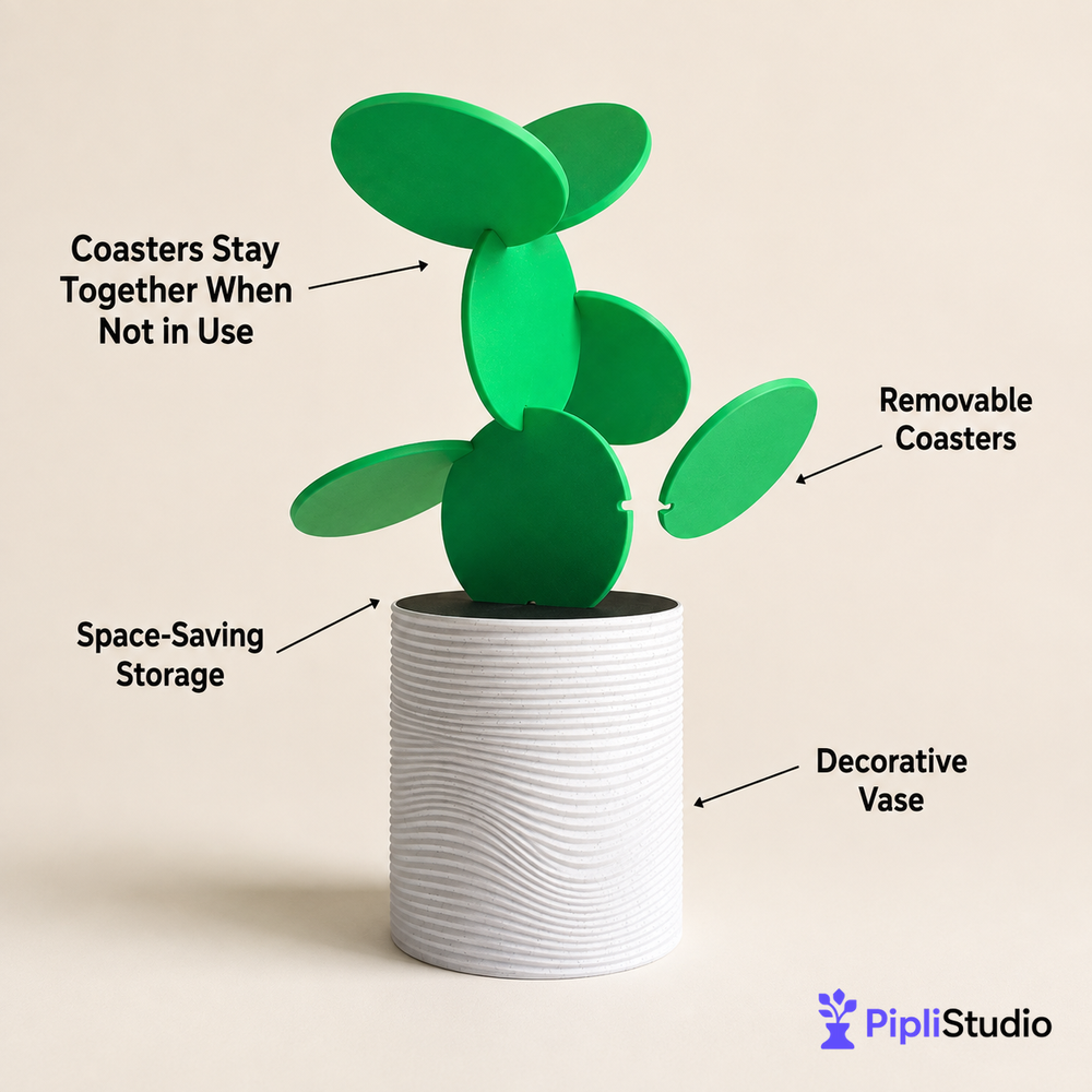 Cactus Coaster Vase – Stylish Space-Saving Decor