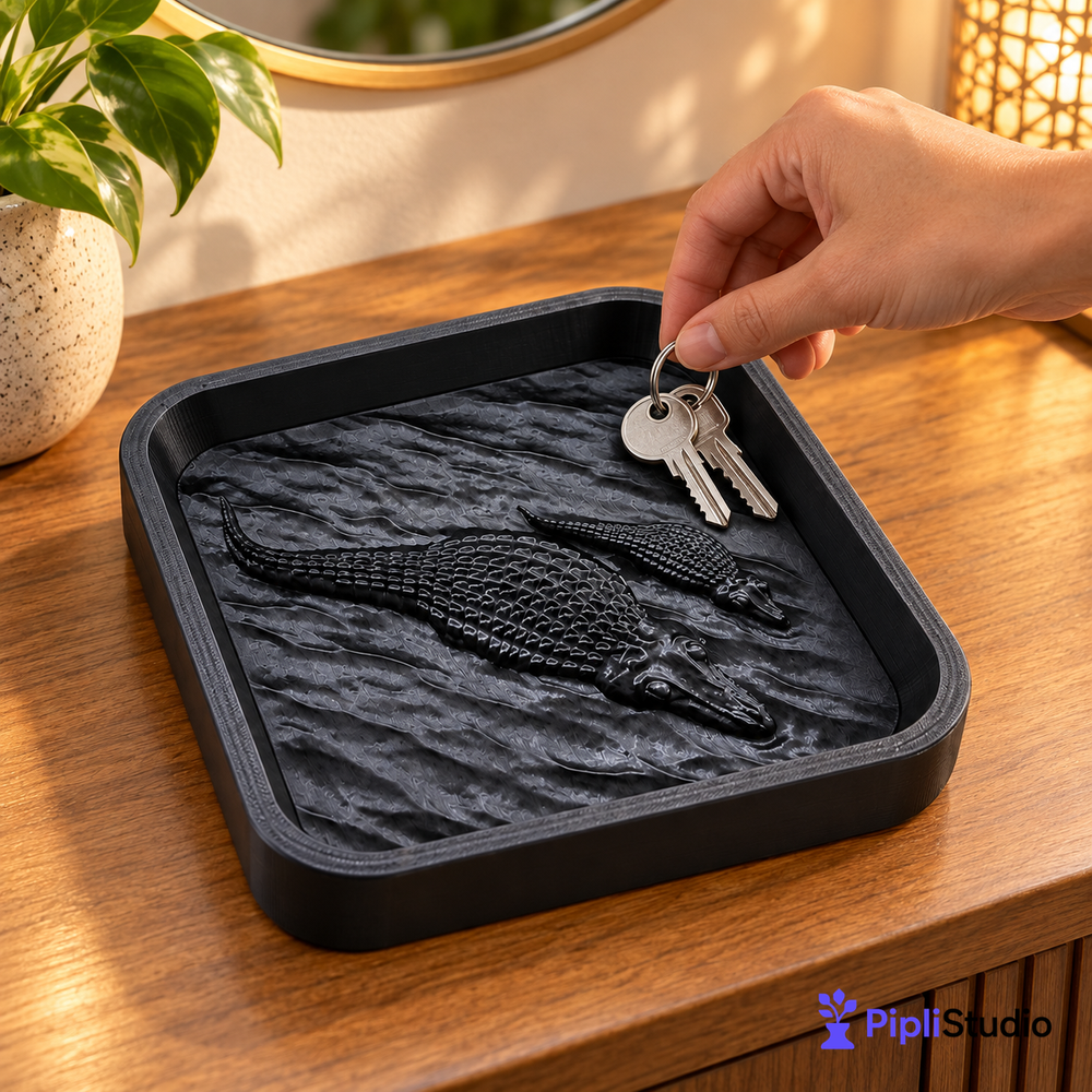 Crocodile Catch-All Tray – Stylish Entryway Organizer
