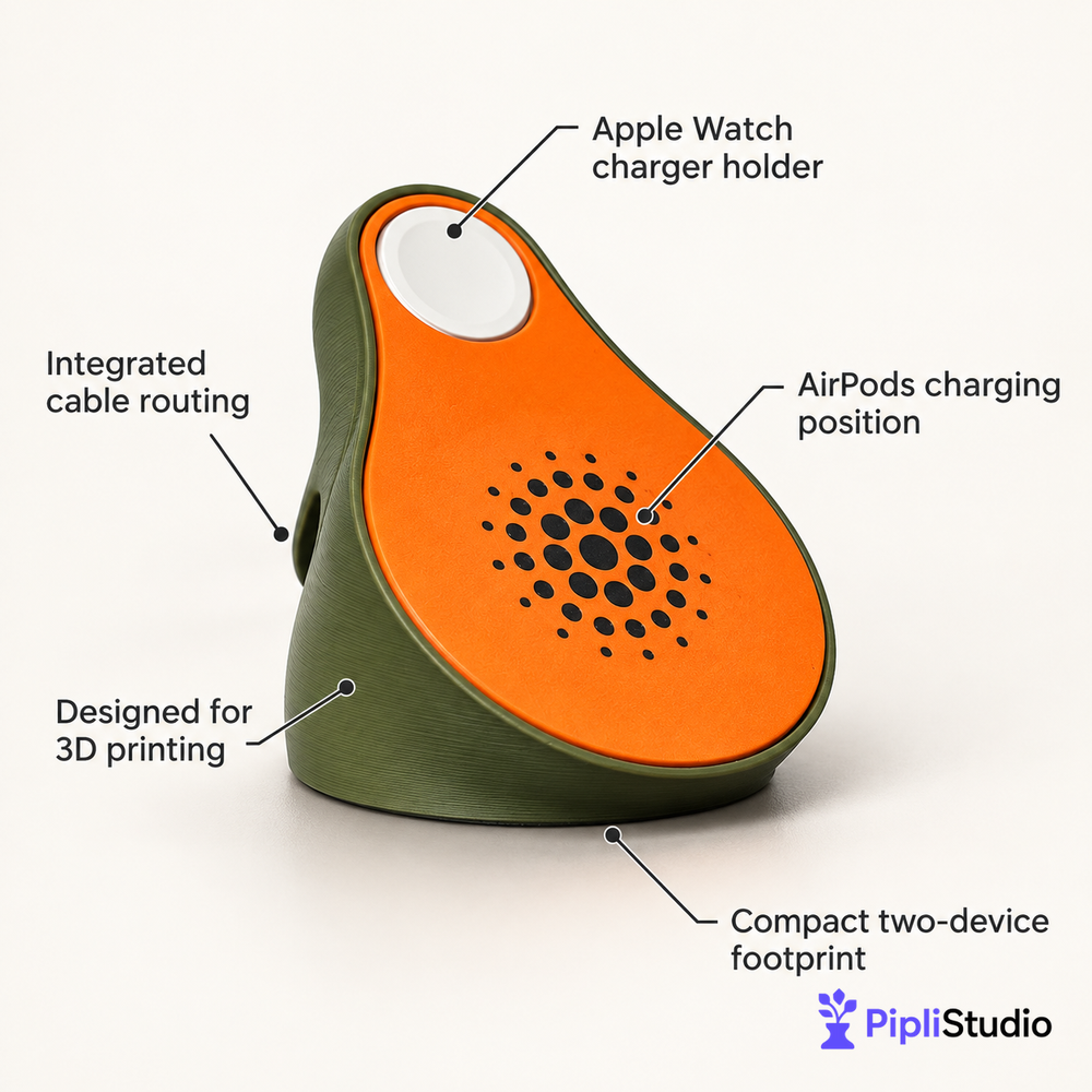 Papaya iWatch & AirPods Charging Dock