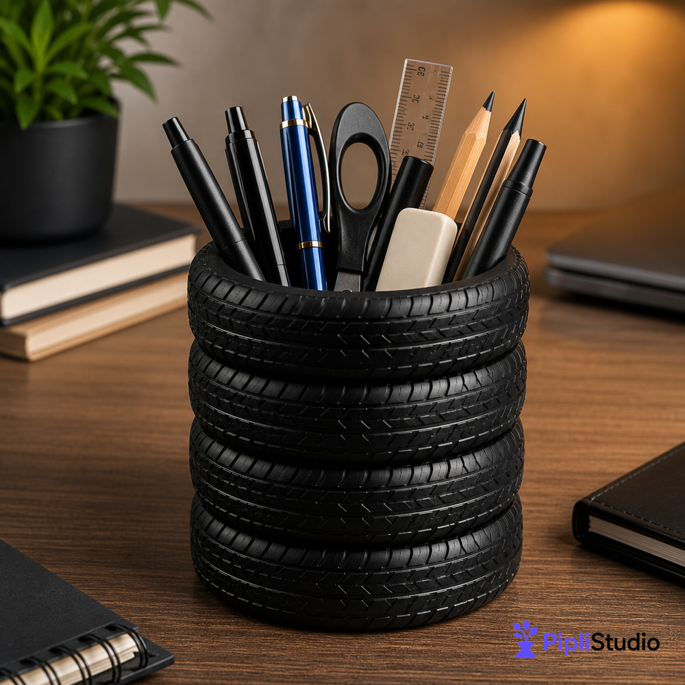 Tyre Stack Pen Holder – Stylish Desk Organisation