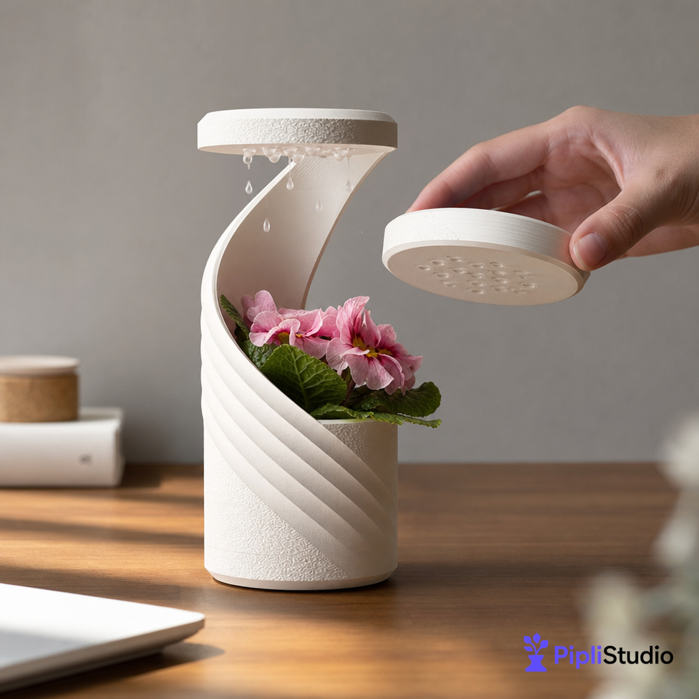 Spiral Desk Vase with Drip Tray (Manual)