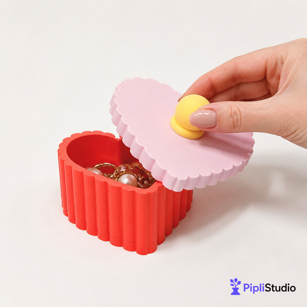Retro Pleated Heart Jewelry Box