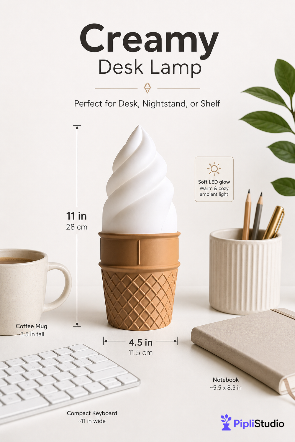 Gelato Ice Cream Cone Desk Lamp for Cozy Ambient Light