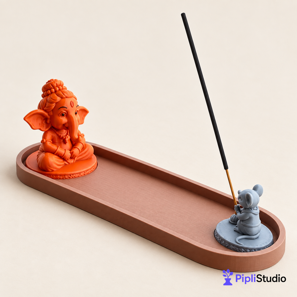 Ganesh Ji & Mushak Ji Incense Holder with Ash Tray – Divine Home Décor & Pooja Accessory