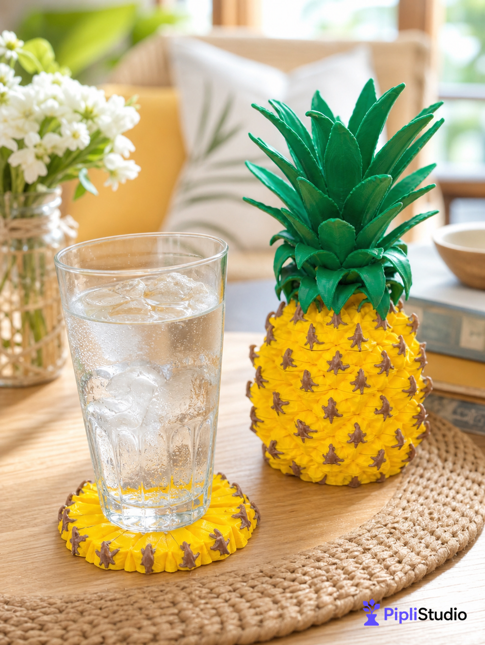 Pineapple Coaster Set (8 Pcs In One Set)