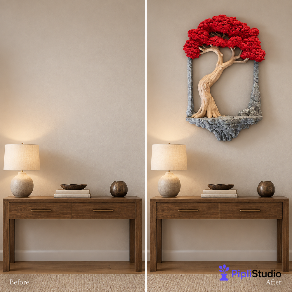 Old Tree Wall Decor Picture Frame (With One Miniature Toy)