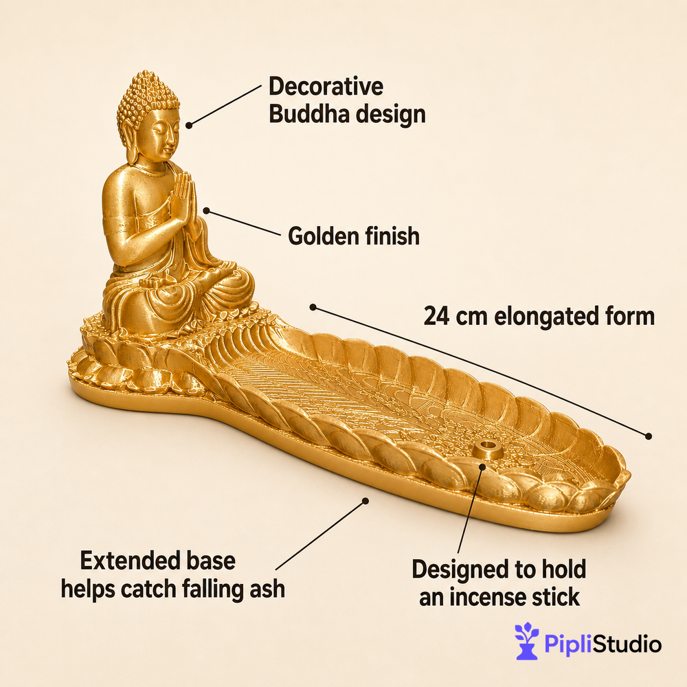 Golden Buddha Incense Holder for Serene Meditation