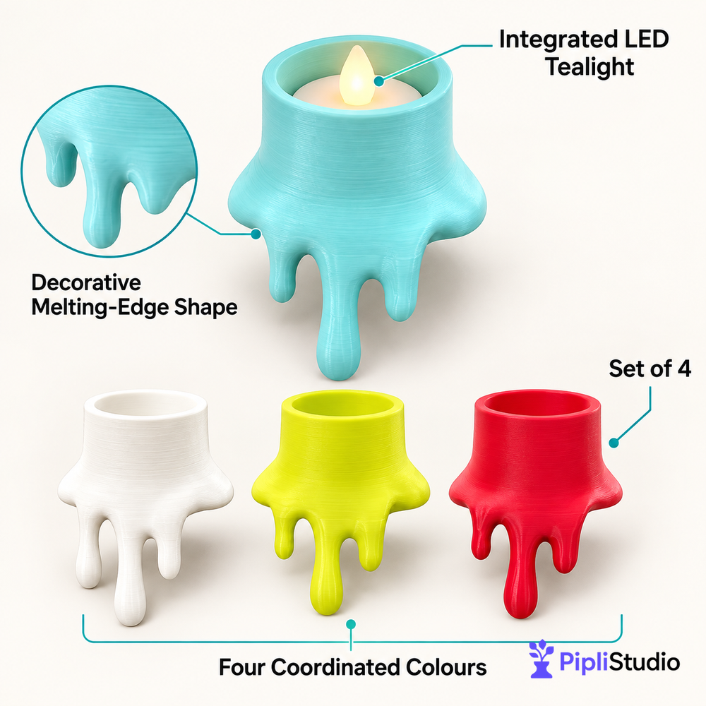 Melting Candles Edge LED Tealight Holders (Pack Of 4)