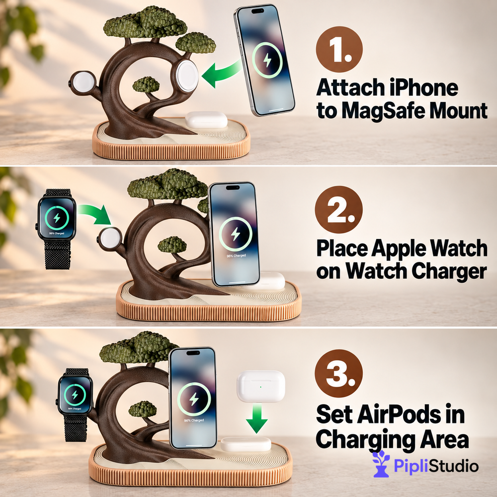 Bonsai MagSafe Dock for Apple iPhone, iWatch, & Airpods