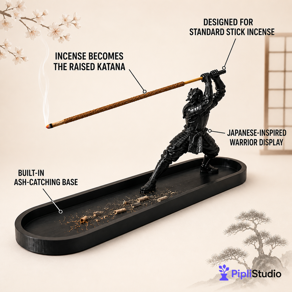 Katana Warrior Incense Holder with Ash Catcher