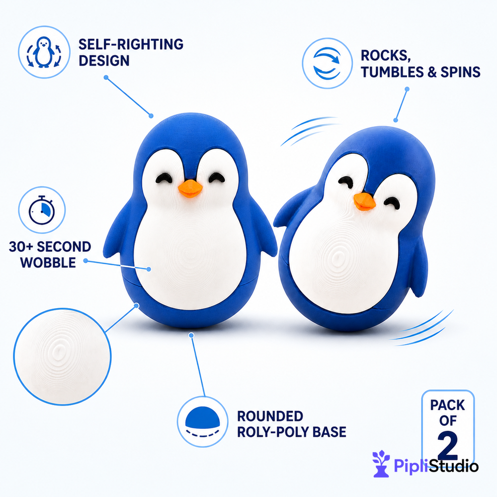 Wobble Penguin Toy – Self-Righting Desk Decor (Pack of 2)
