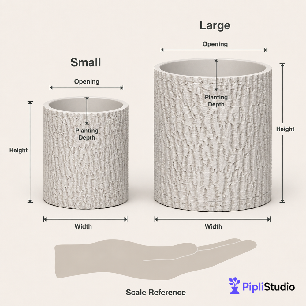 Tree Bark Planter with Hidden Drip Tray