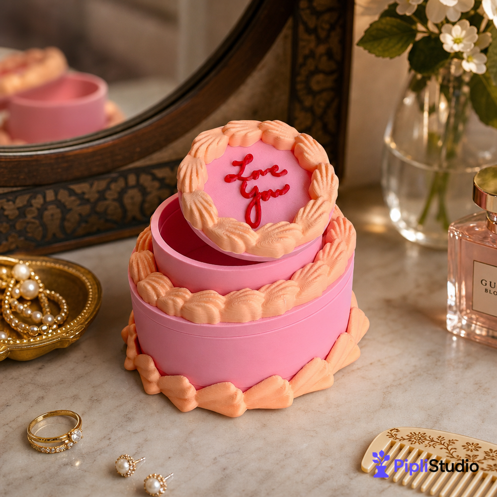 Retro Cake Jewelry Box with Hidden Storage