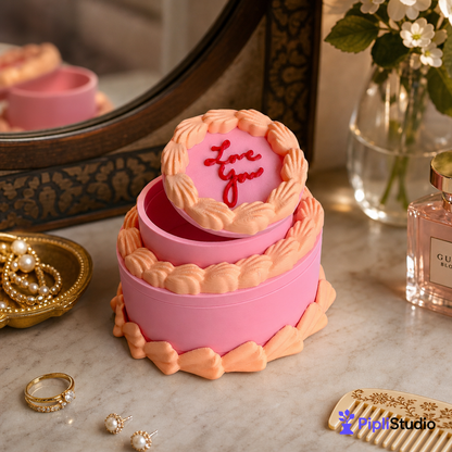 Retro Cake Jewelry Box with Hidden Storage