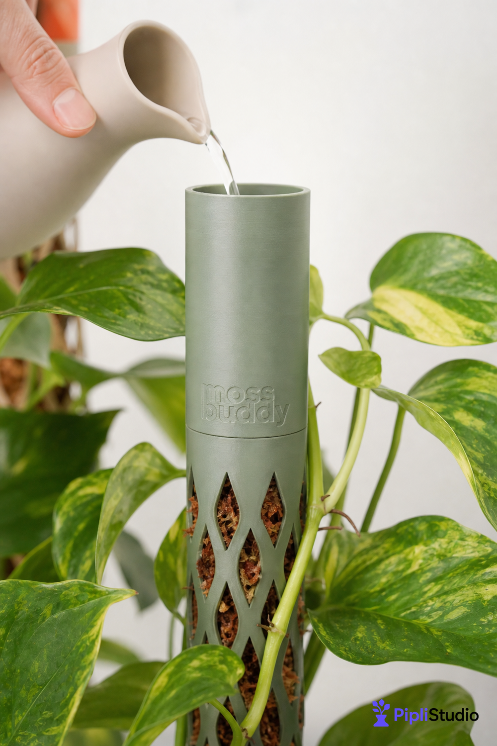 Modular Self-Watering Moss Pole for Climbers