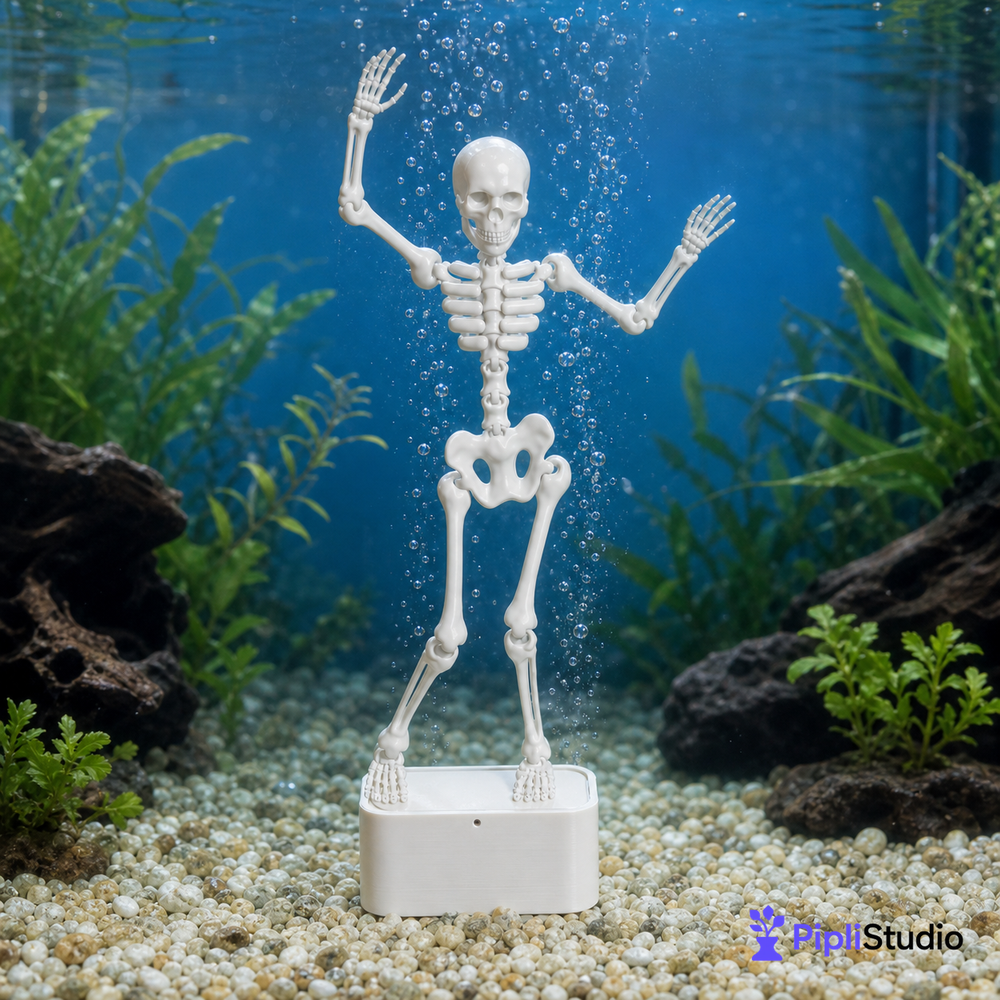 Dancing Skeleton Aquarium Bubbler – Air-Powered Fun