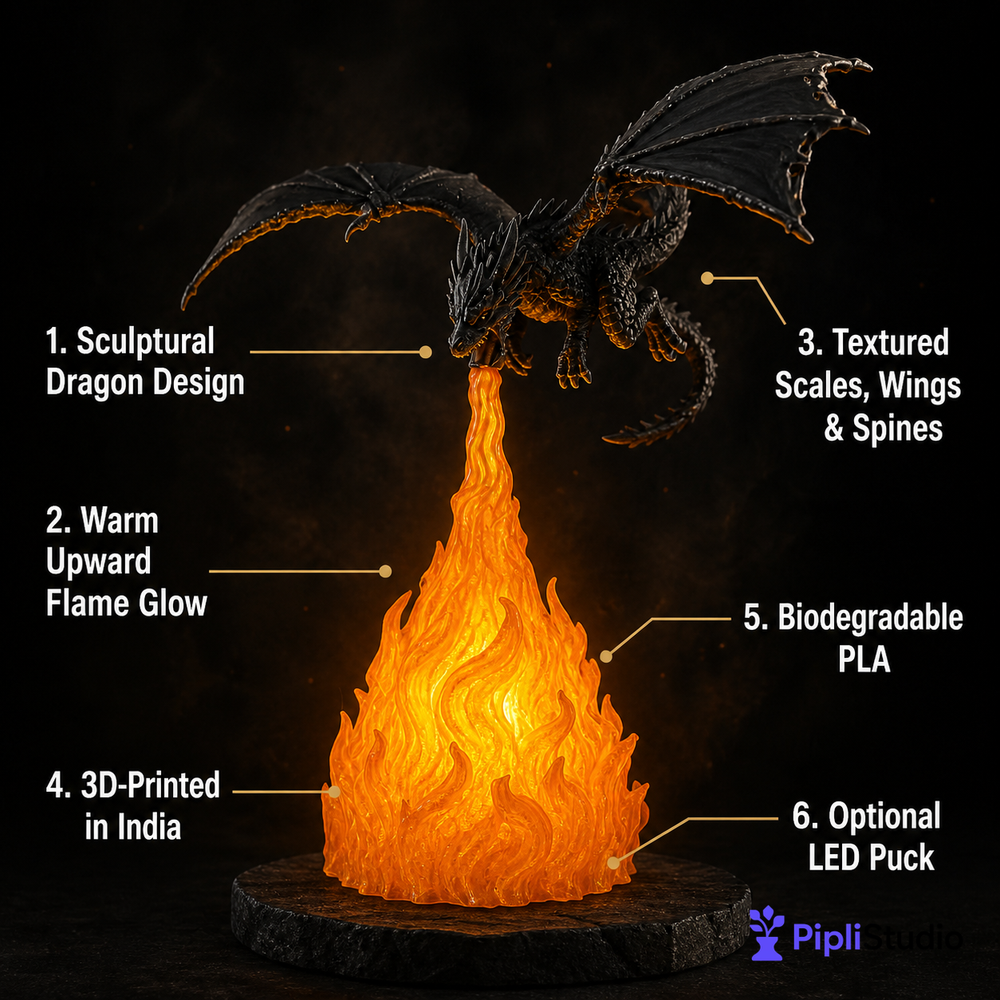 GOT Themed Dragon Flame LED Lamp – Cinematic Fantasy Glow